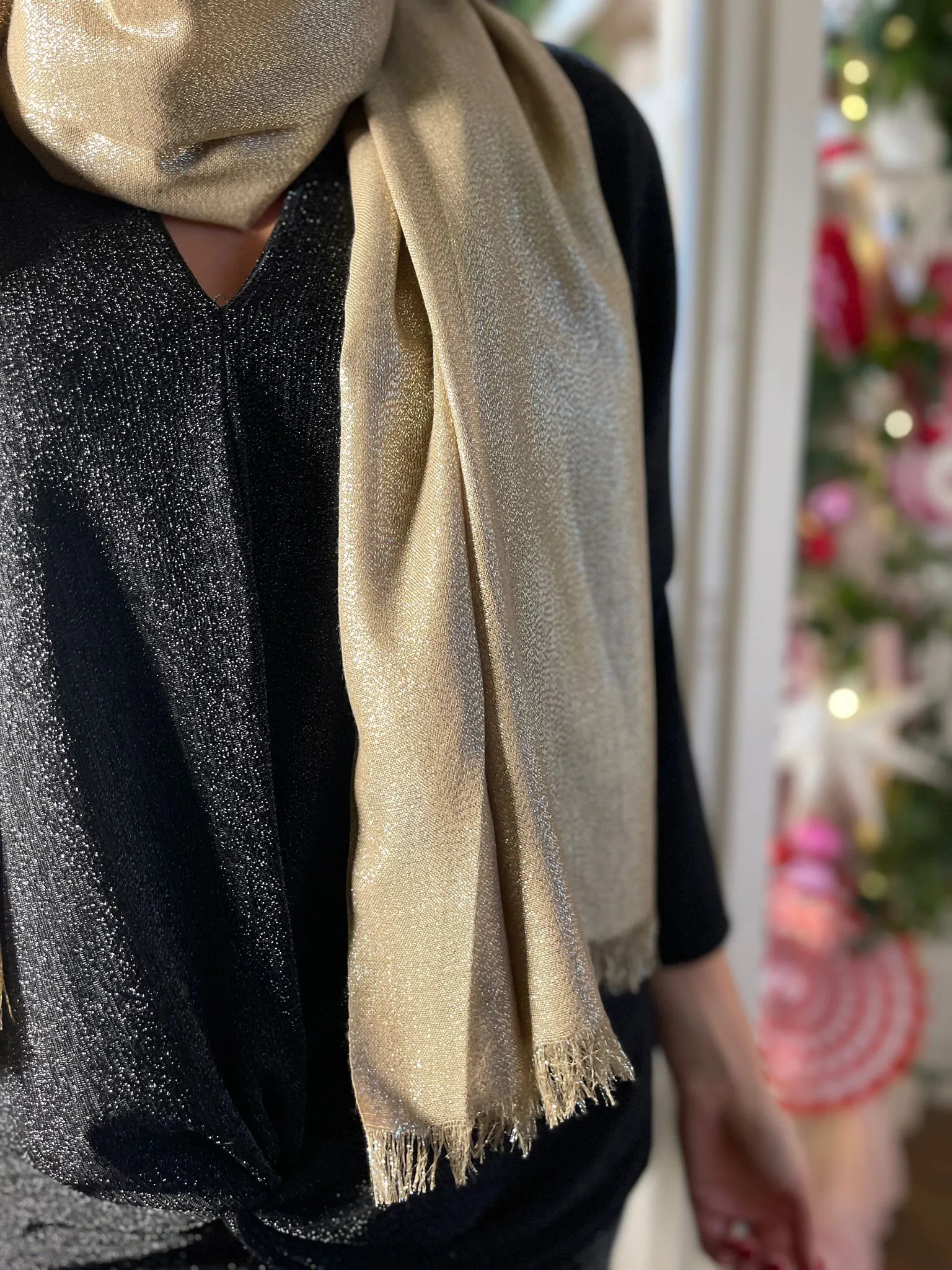 Gold Lurex Shimmer Scarf