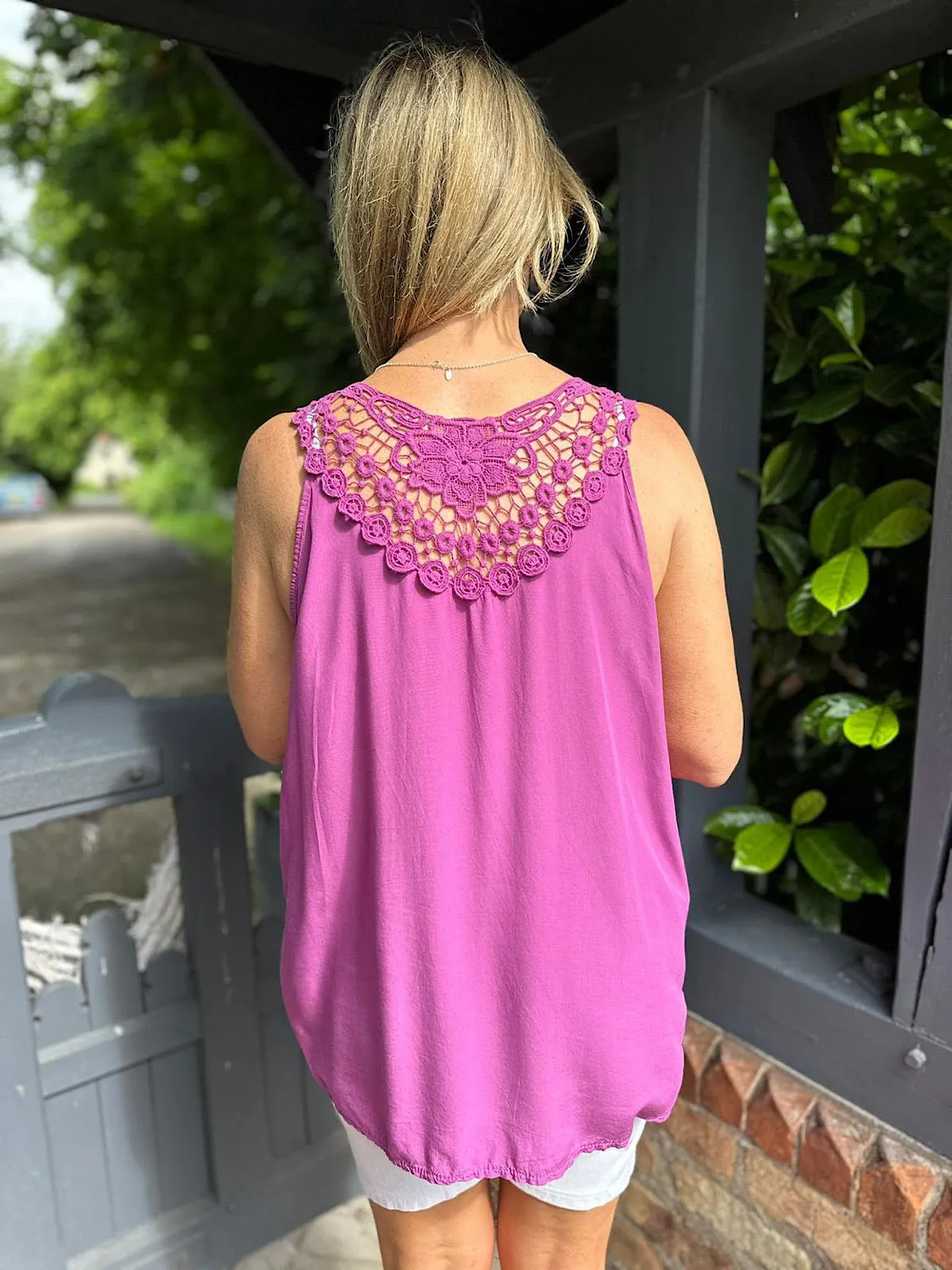 Grape Floral Lace Back Vest Beth