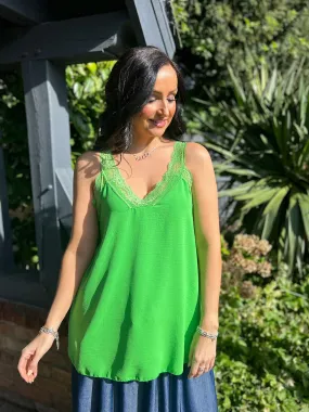 Green Lace Trim Vest Melissa