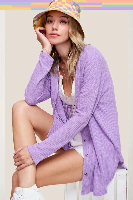 Greta Long Sleeve Waffle Cardigan