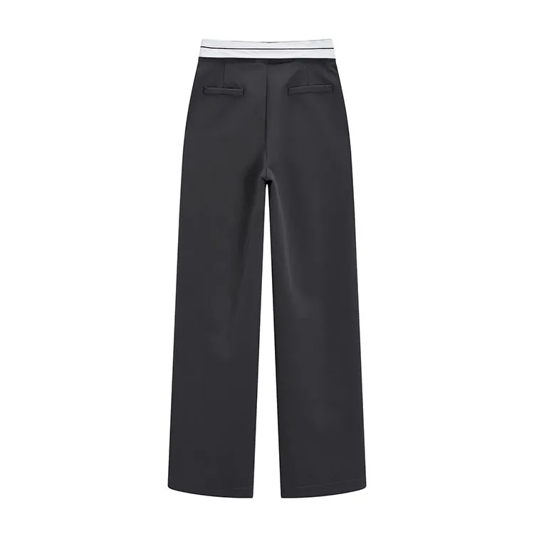 Grey Stripe Flap Trousers