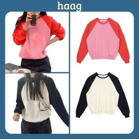 haag  |Street Style U-Neck Long Sleeves Cotton Long Sleeve T-shirt