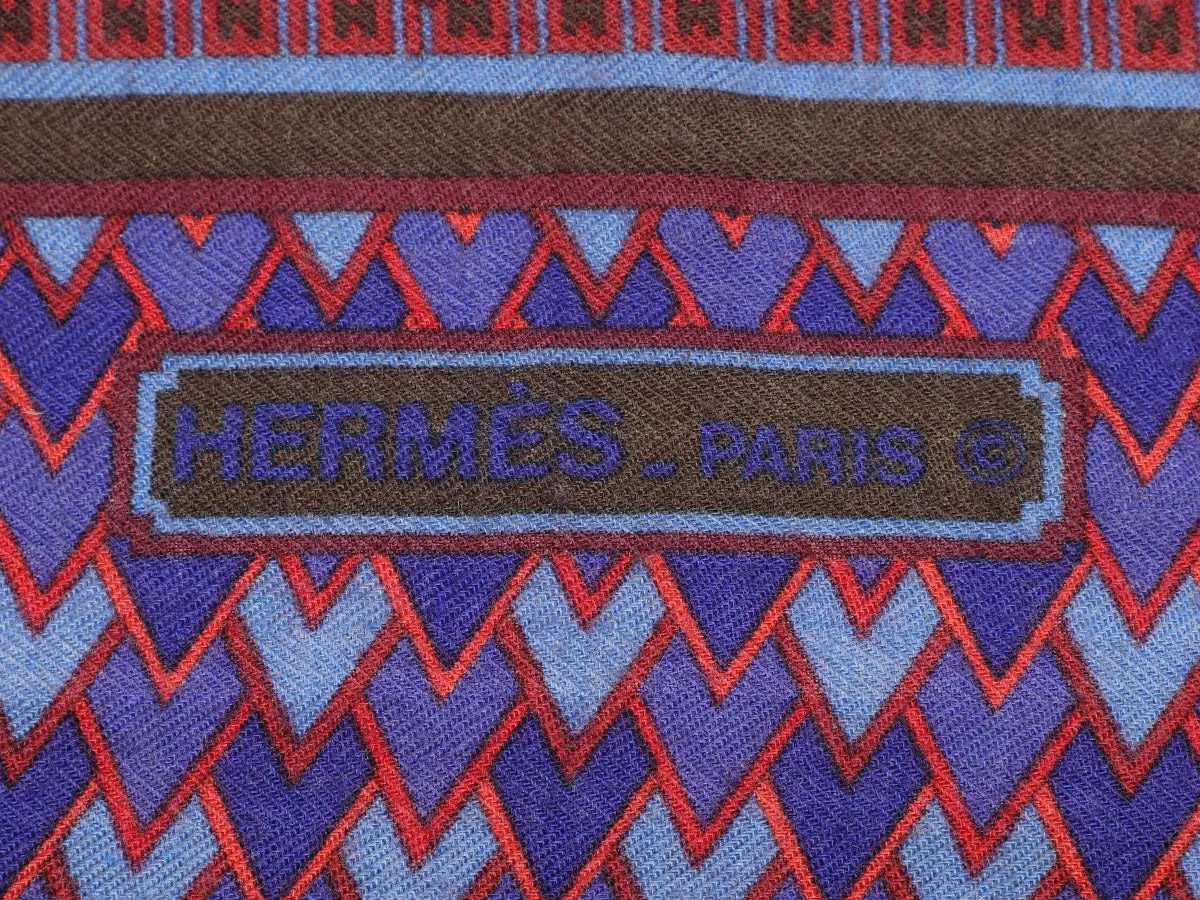 Hermès Geometric Srinagar Floral Cashmere Silk Shawl 140cm