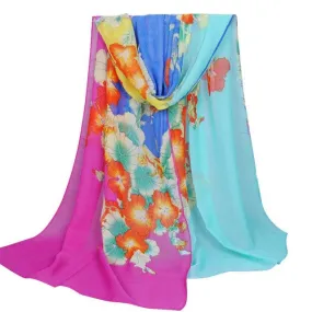 Hot Selling  Floral Print Scarf Ladies Chiffon 4 Colors Women Scarf Wraps Shawls Fulares Mujer charpes Foulards Femme YLYL GS