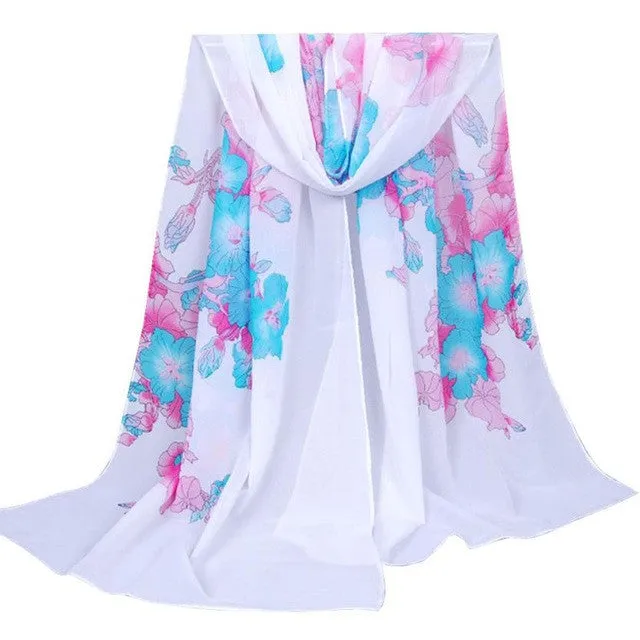 Hot Selling  Floral Print Scarf Ladies Chiffon 4 Colors Women Scarf Wraps Shawls Fulares Mujer charpes Foulards Femme YLYL GS