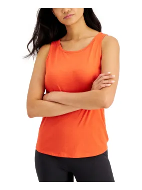 IDEOLOGY Womens Orange Moisture Wicking Sleeveless Round Neck Active Wear Tank Top