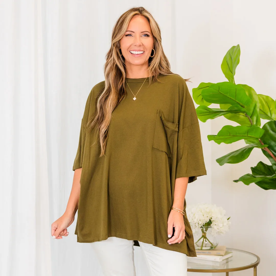 It Comes Naturally Top, Dusty Olive