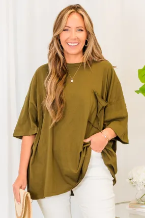 It Comes Naturally Top, Dusty Olive