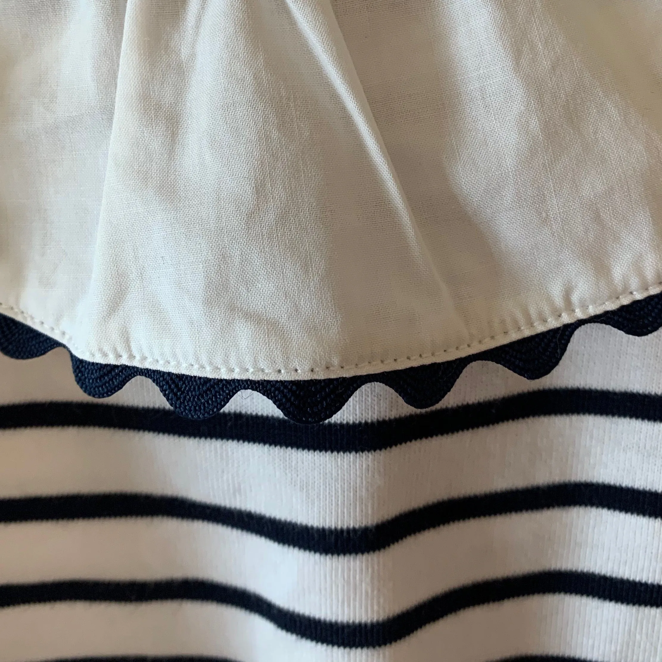 Jacadi Navy And White Stripe Top With Scalloped Collar: 18 Months (Brand New)