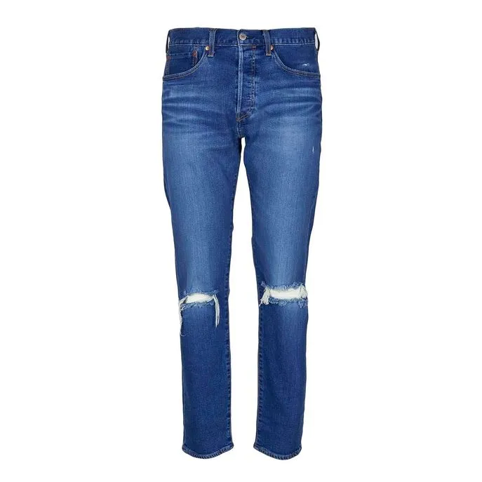 JEANS 501 SLIM TAPER STRETCH WITH RIPS Man Denim Mid