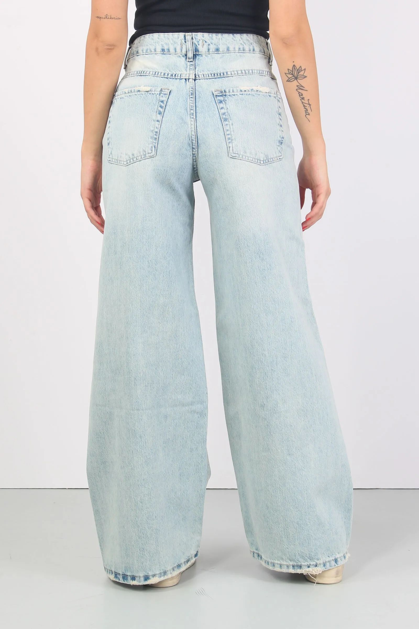 Jeans Maxi Palazzo Denim Chiaro