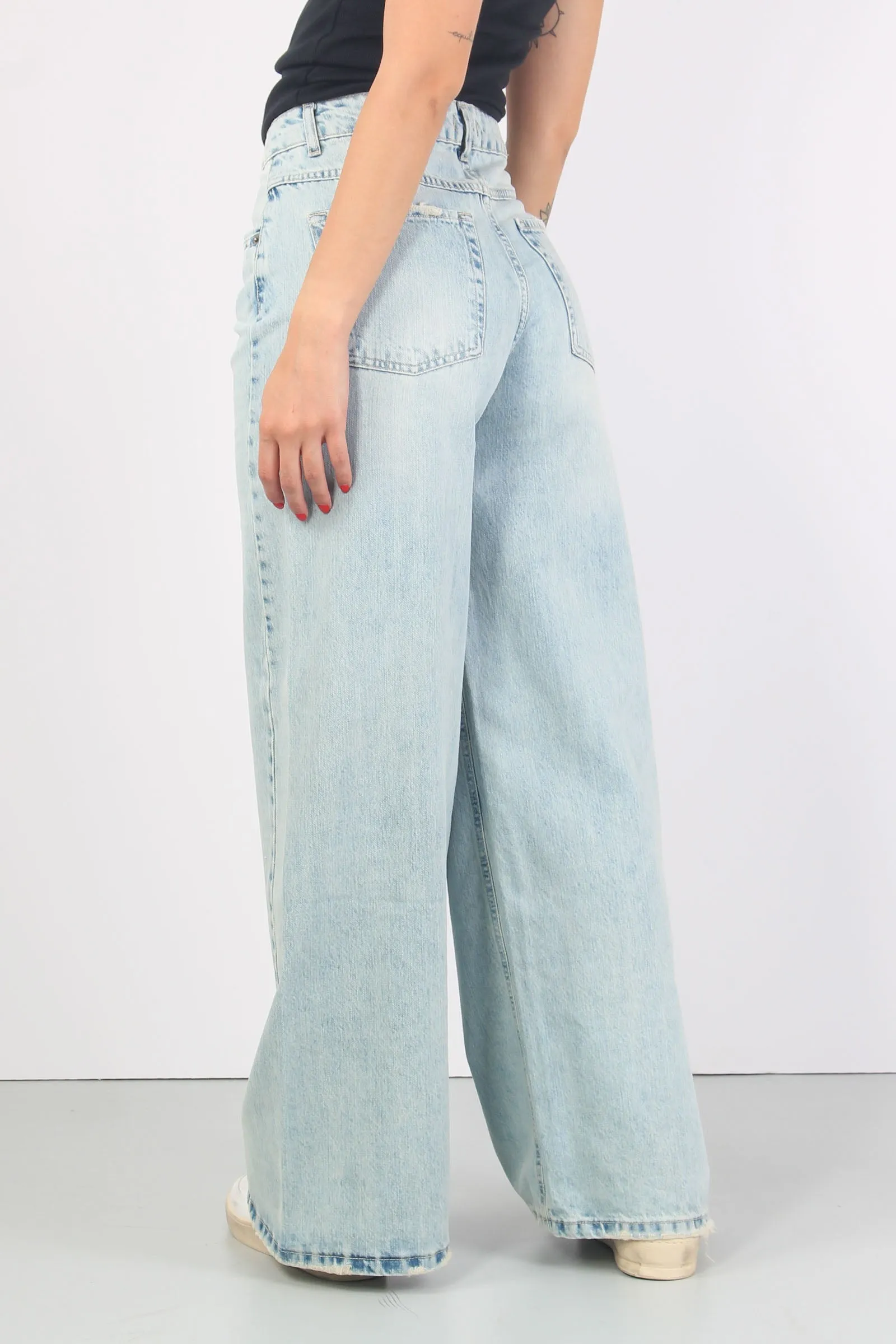 Jeans Maxi Palazzo Denim Chiaro