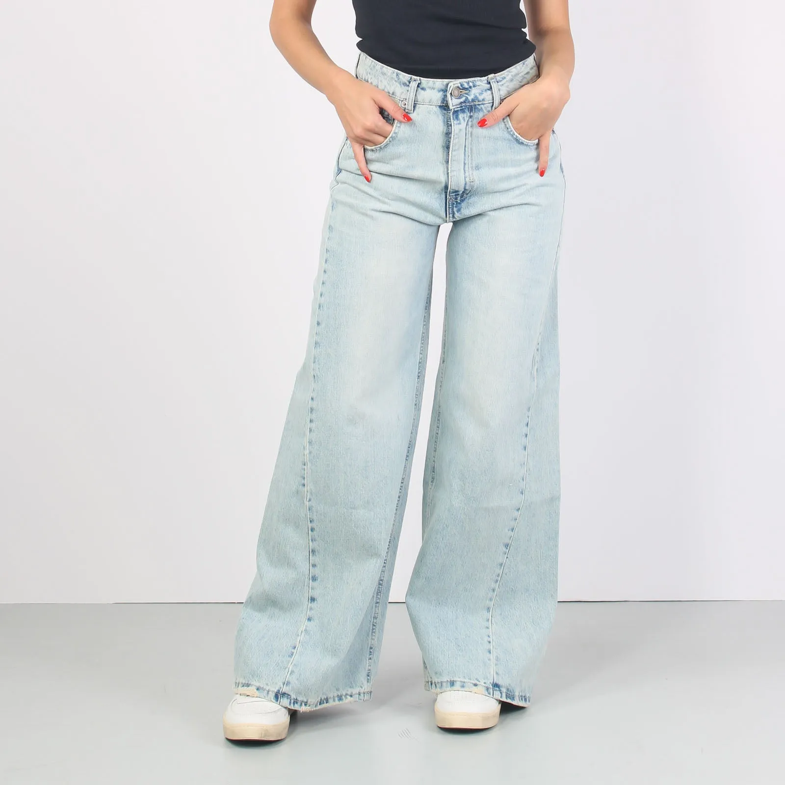 Jeans Maxi Palazzo Denim Chiaro