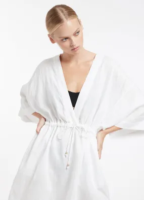 Jetset Gather Front Kaftan - White