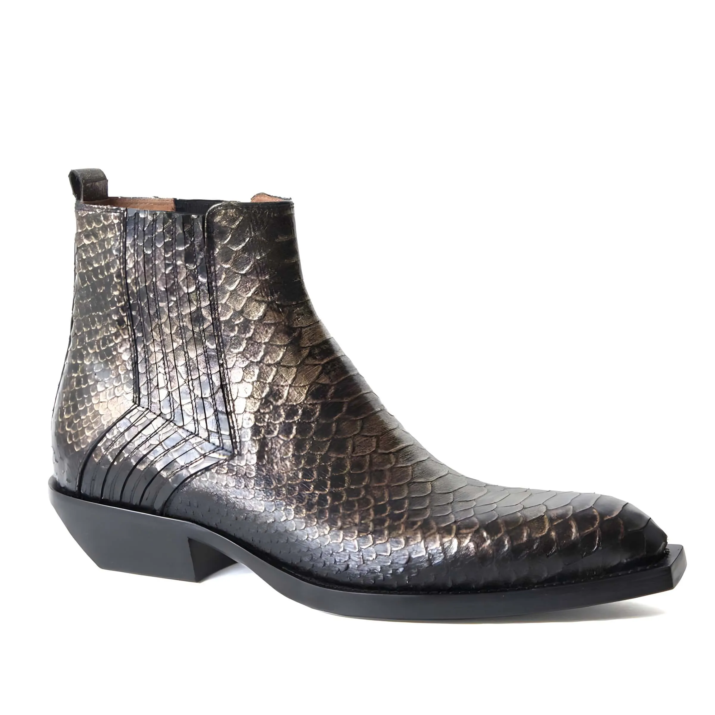 Jo Ghost 2014 Men's Shoes Brown Python Print Leather Chelsea Boots (JG5329)