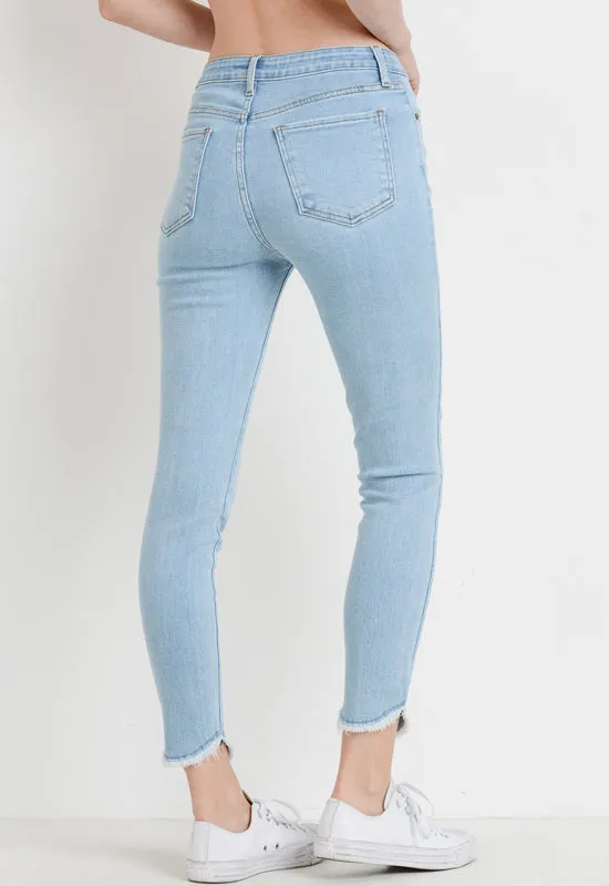 Just Black - Light Blue Denim Tulip Frayed Skinny Jeans