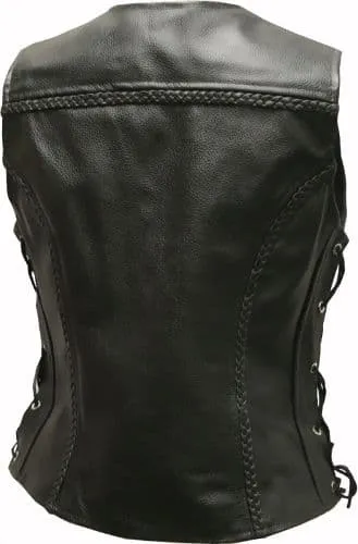 Ladies Leather Waistcoat|Womens Biker Vests|JESSIE