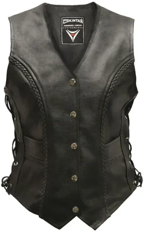 Ladies Leather Waistcoat|Womens Biker Vests|JESSIE