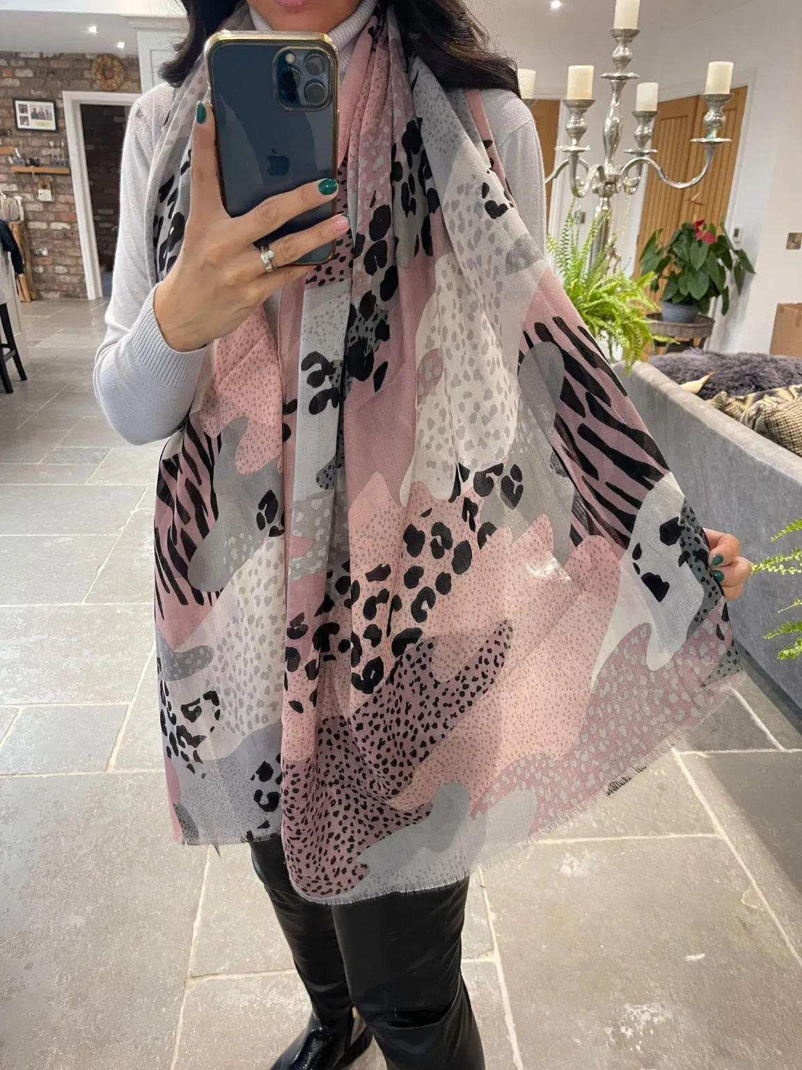 Leopard Mixed Print Scarf