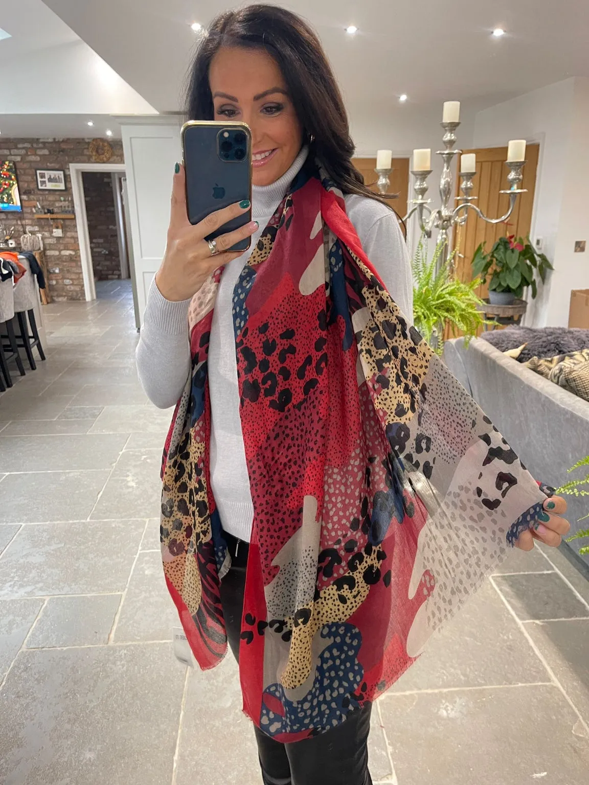 Leopard Mixed Print Scarf