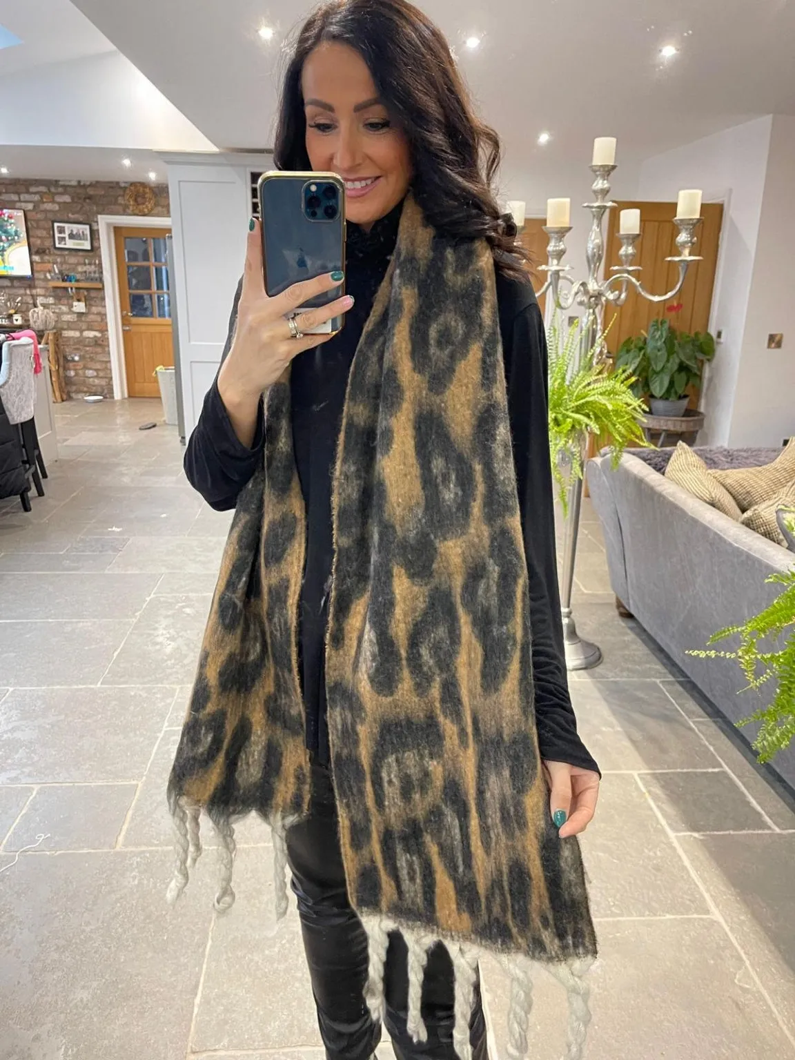 Leopard Tassel Blanket Scarf