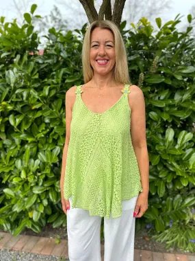 Lime Crochet Flower Strap Vest Top Tilly