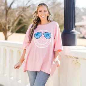 Lookout Summer Boyfriend Tee, Dark Pink