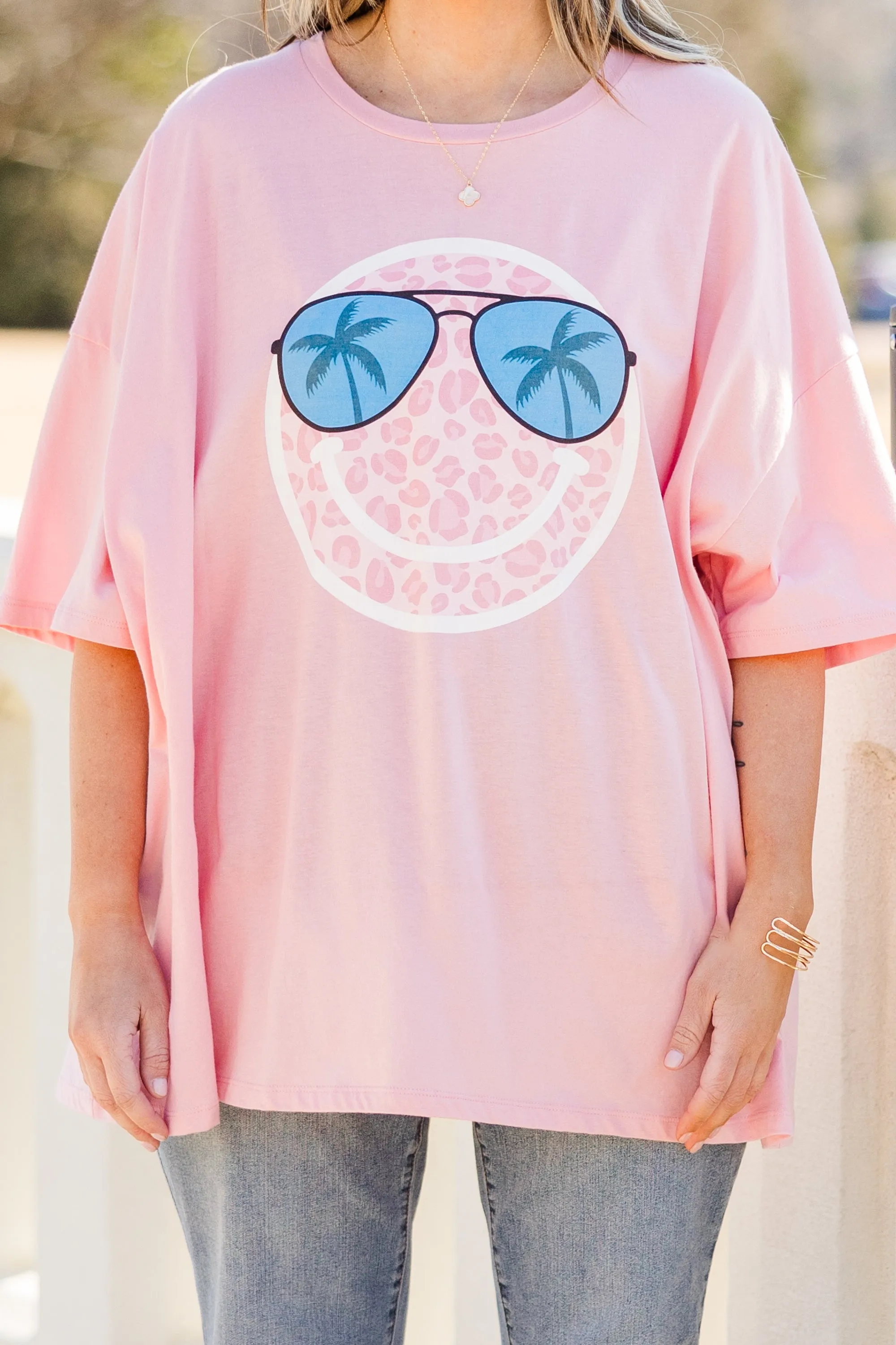 Lookout Summer Boyfriend Tee, Dark Pink