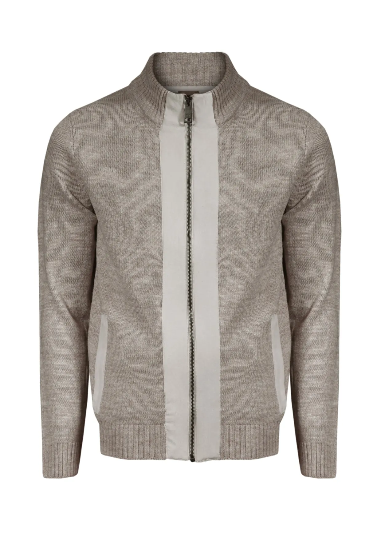 Maglia Cardigan contrasto Camoscio - Beige