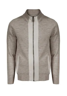 Maglia Cardigan contrasto Camoscio - Beige