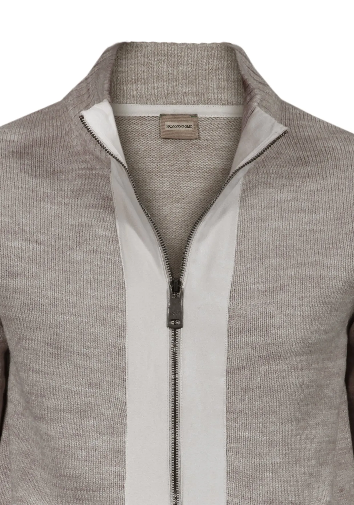 Maglia Cardigan contrasto Camoscio - Beige