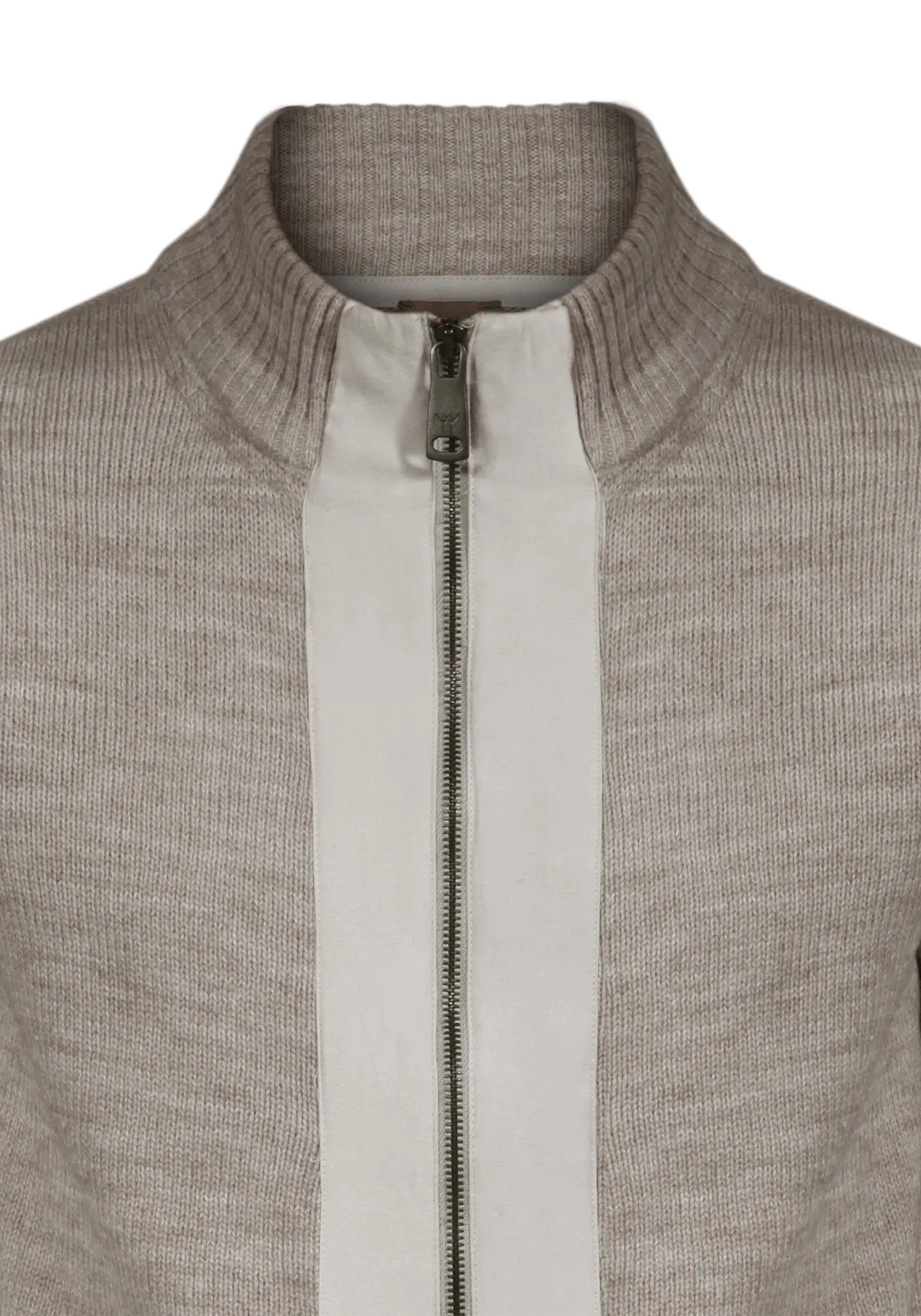 Maglia Cardigan contrasto Camoscio - Beige