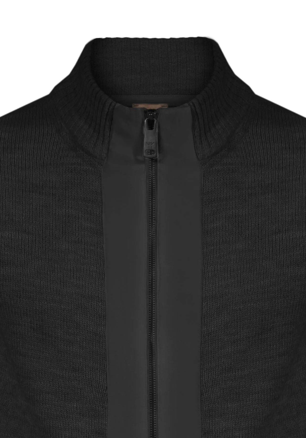 Maglia Cardigan contrasto Camoscio - Nero