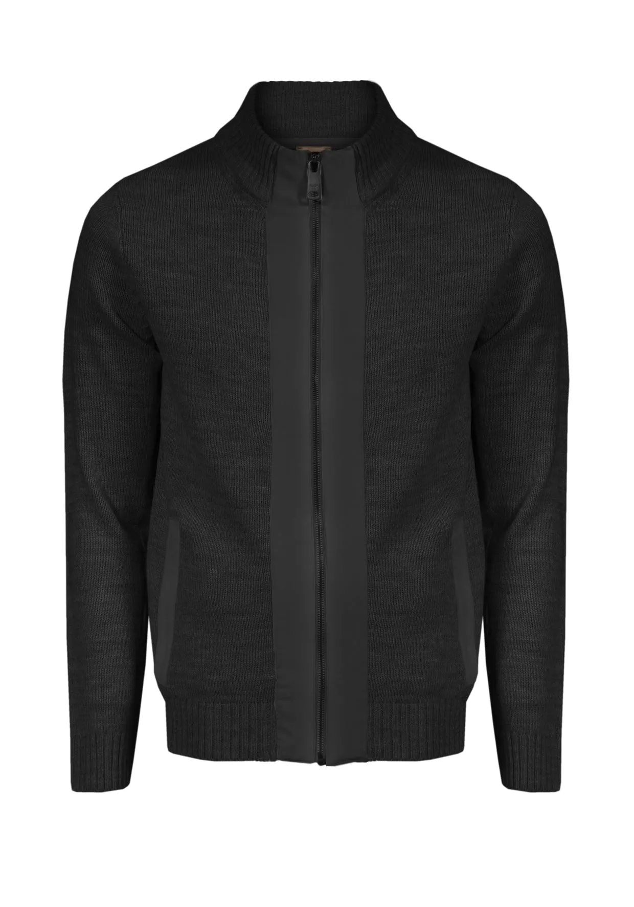 Maglia Cardigan contrasto Camoscio - Nero