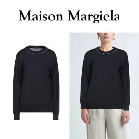 Maison Margiela  |Crew Neck Wool Street Style Long Sleeves Plain Cotton Logo