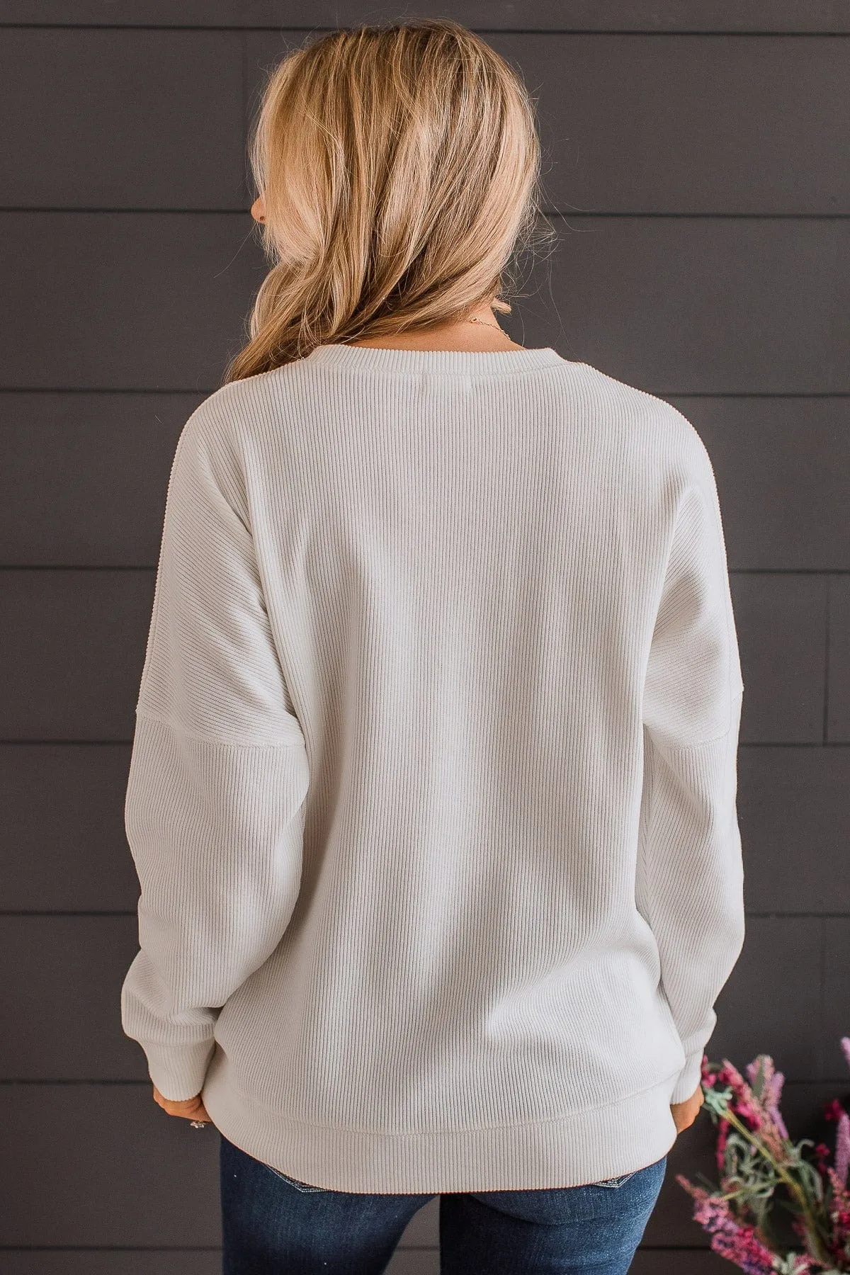 Mama Corduroy Knit Crew Neck- Ivory