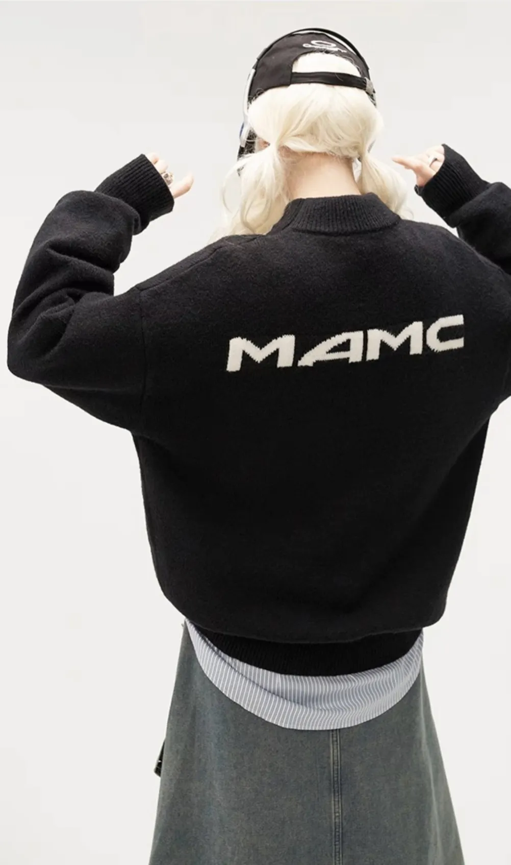 MAMC  |Unisex Street Style Long Sleeves Plain High-Neck Logo