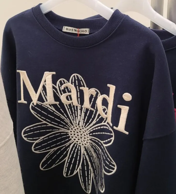 Mardi Mercredi  |Crew Neck Flower Patterns Street Style Long Sleeves Plain