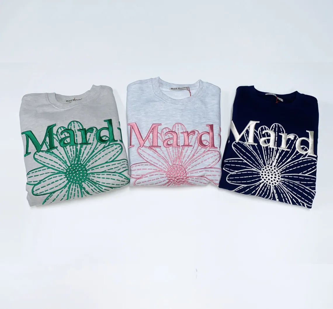 Mardi Mercredi  |Crew Neck Flower Patterns Street Style Long Sleeves Plain