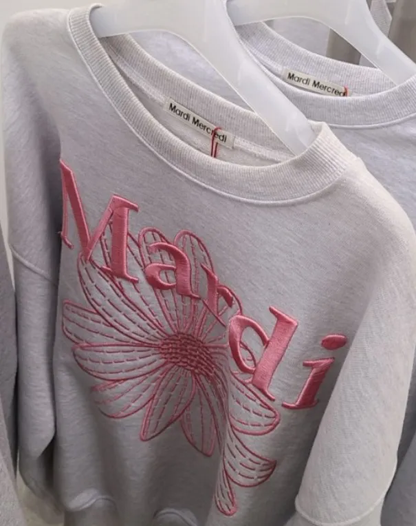 Mardi Mercredi  |Crew Neck Flower Patterns Street Style Long Sleeves Plain