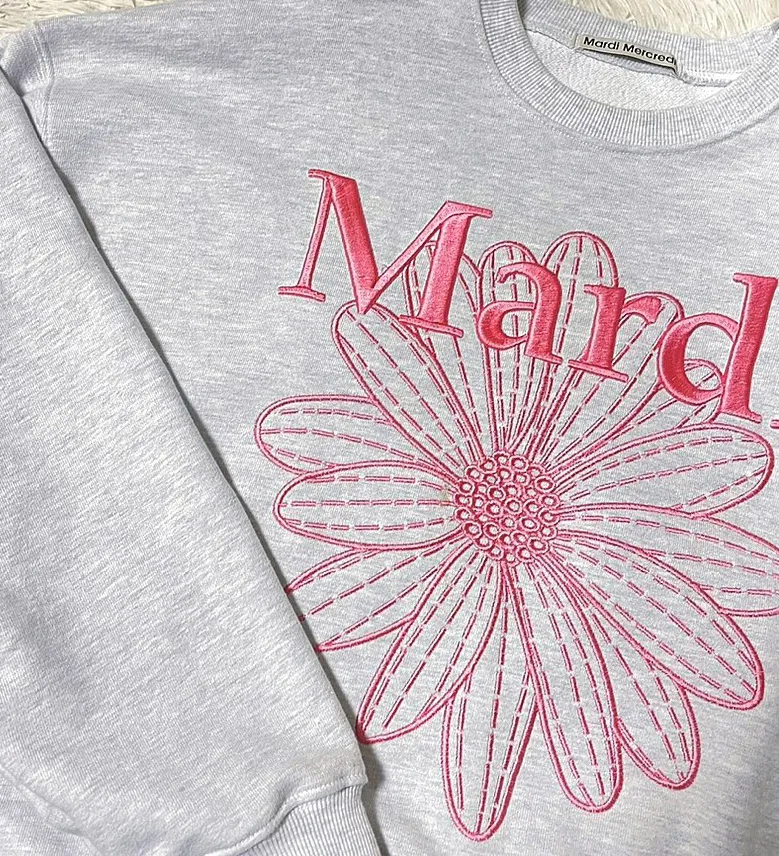 Mardi Mercredi  |Crew Neck Flower Patterns Street Style Long Sleeves Plain