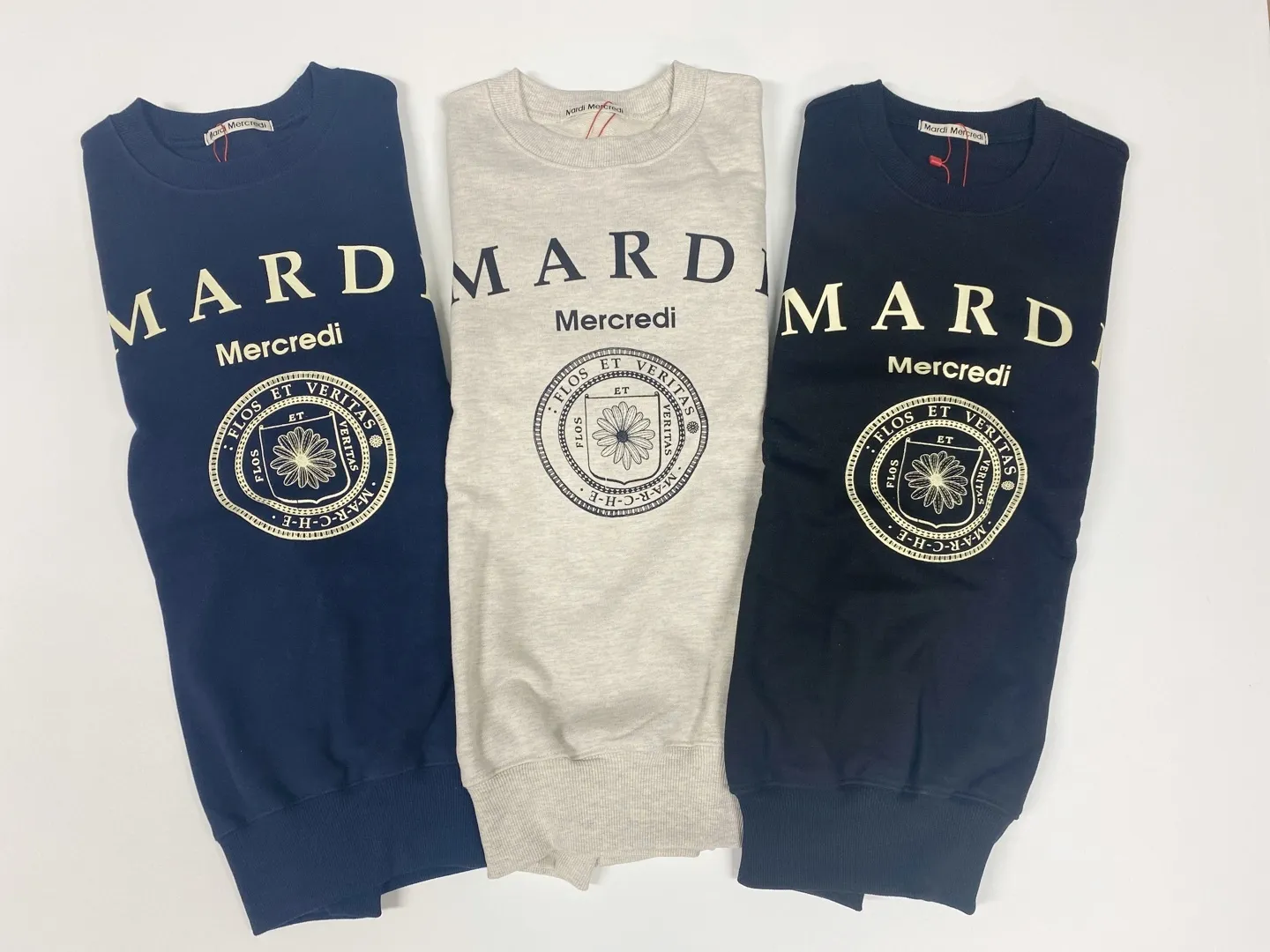 Mardi Mercredi  |Crew Neck Flower Patterns Unisex Long Sleeves Plain Cotton