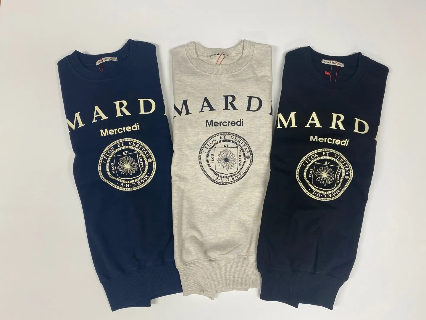 Mardi Mercredi  |Crew Neck Flower Patterns Unisex Long Sleeves Plain Cotton