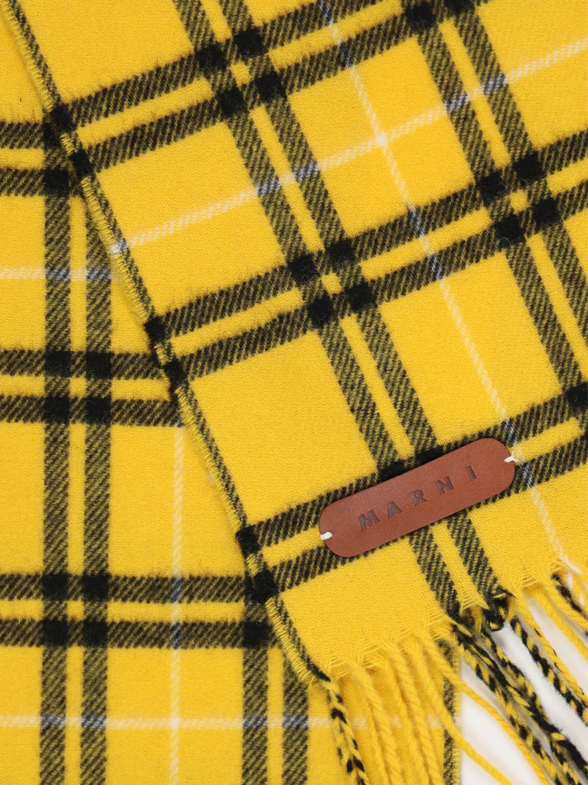 Marni Yellow Checked Wool Scarf