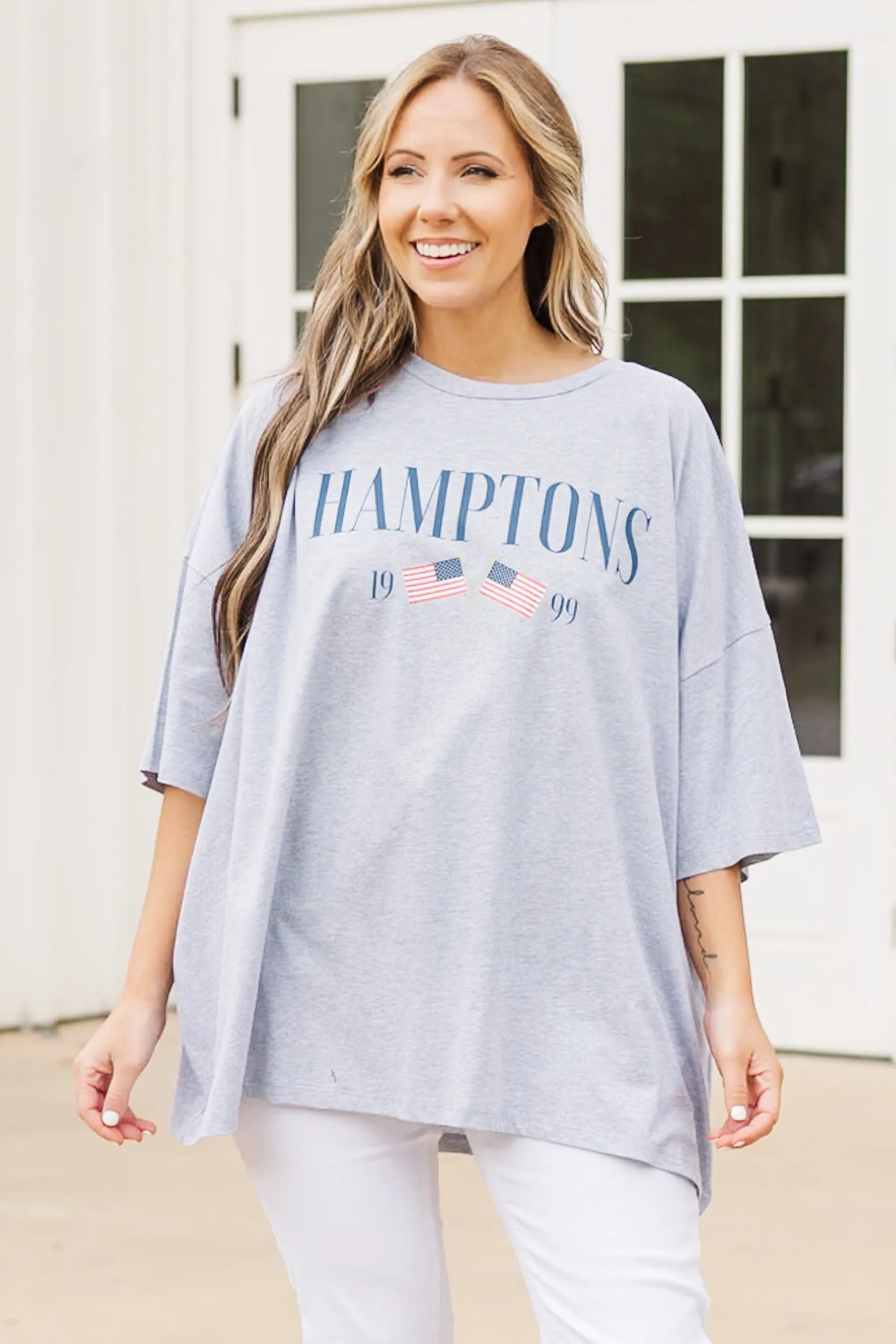 Meet Me in the Hamptons Boyfriend Tee, Heather Grey