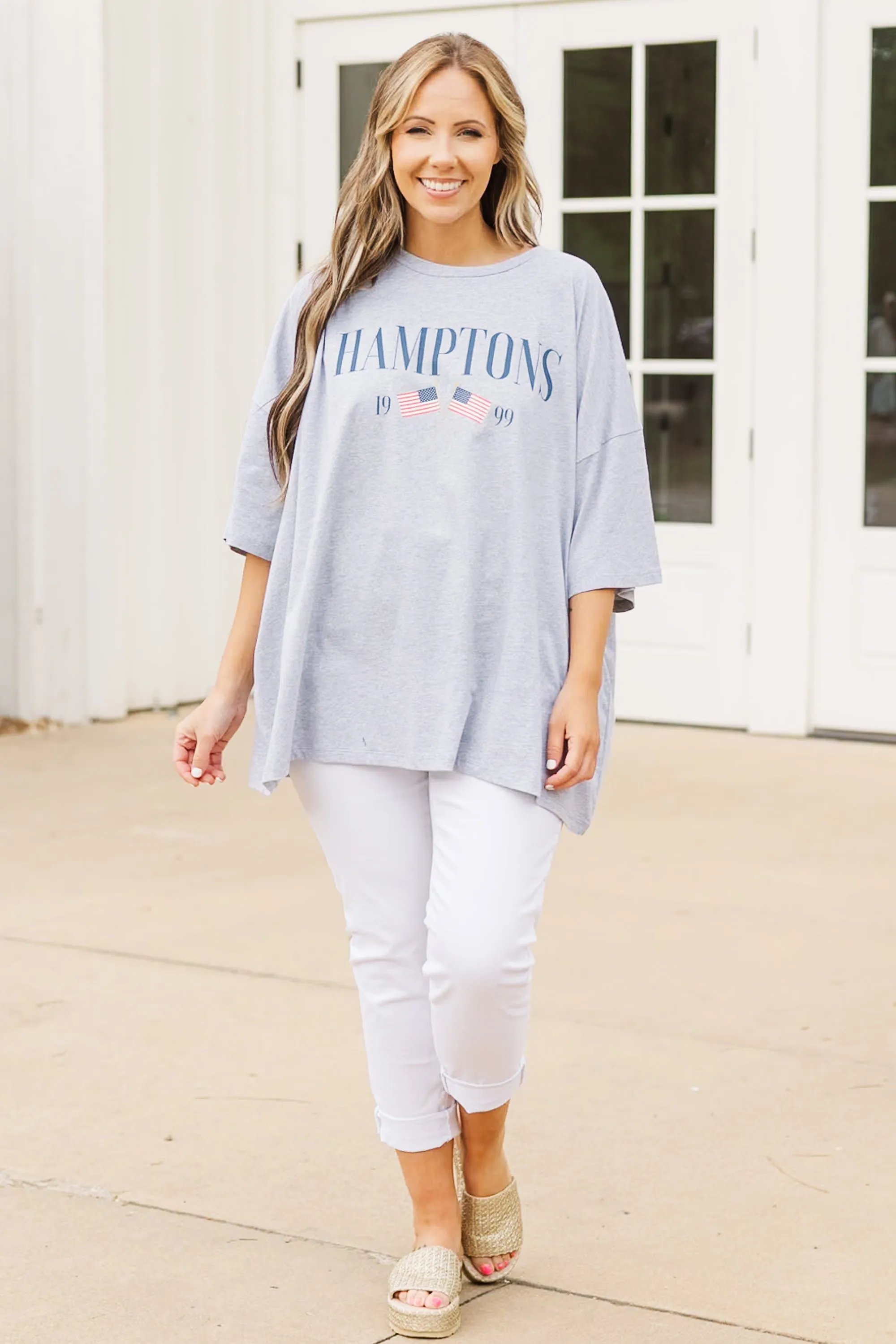 Meet Me in the Hamptons Boyfriend Tee, Heather Grey