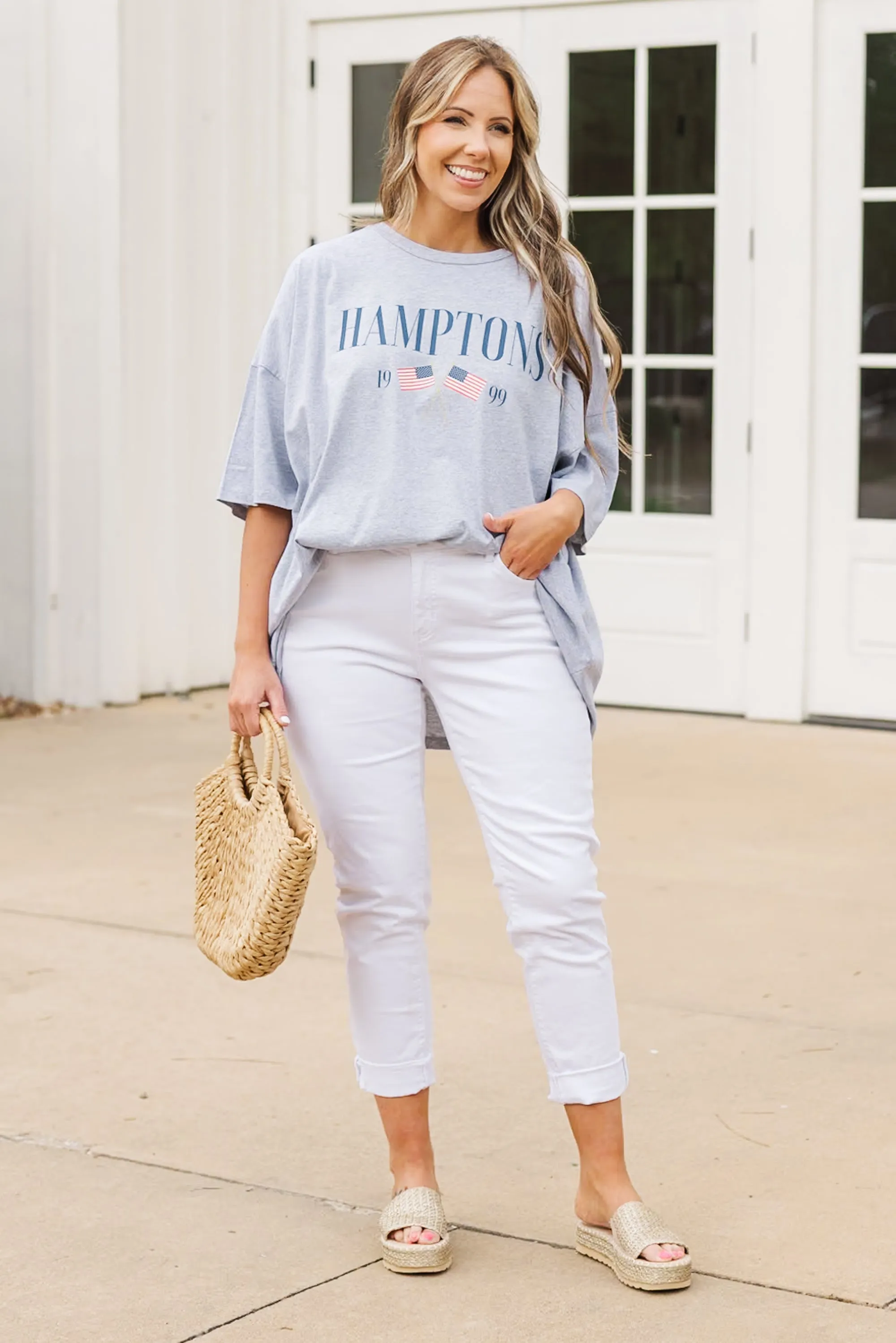 Meet Me in the Hamptons Boyfriend Tee, Heather Grey