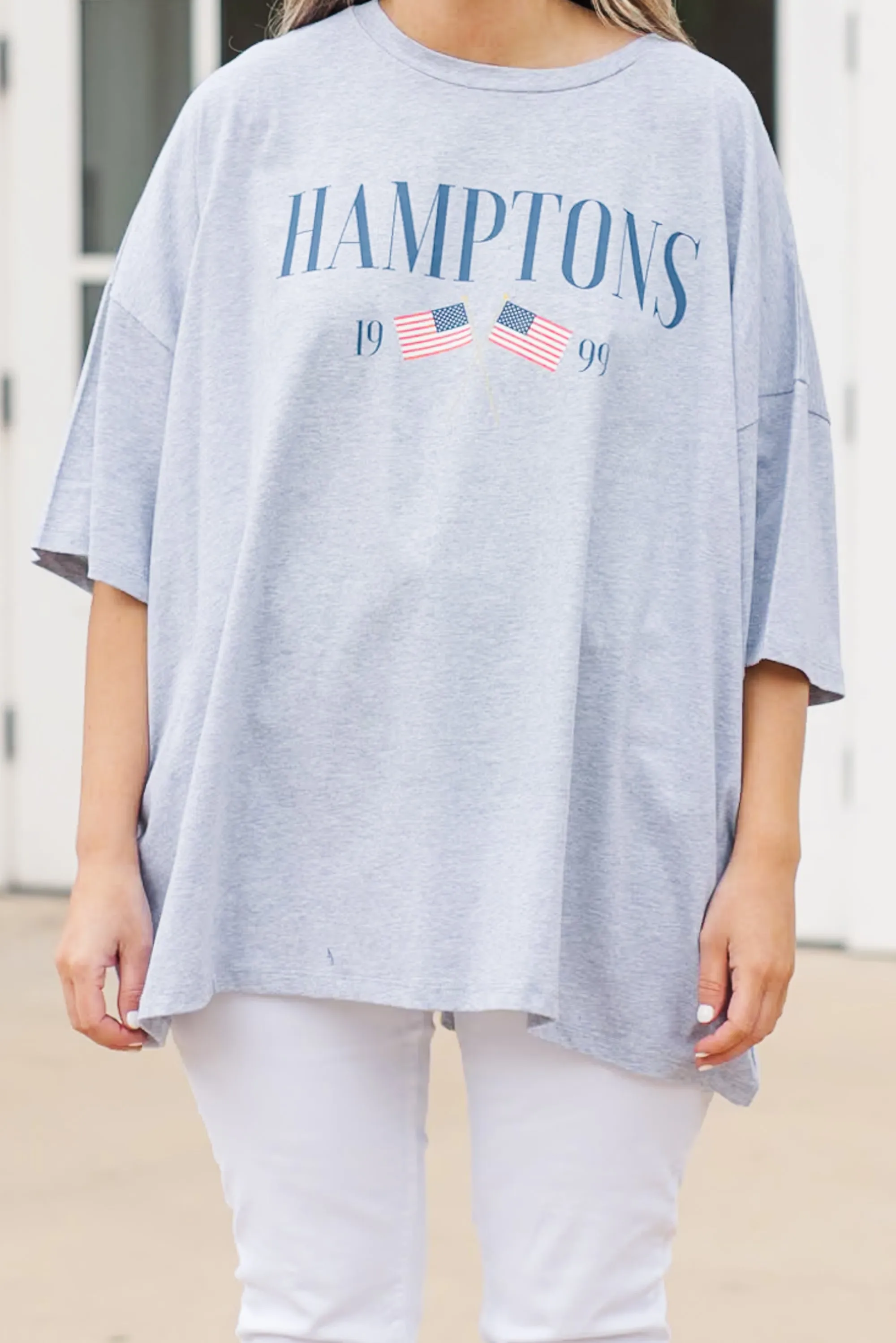 Meet Me in the Hamptons Boyfriend Tee, Heather Grey