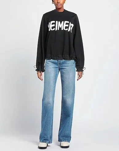 MeiMeiJ  |Crew Neck Street Style Bi-color Long Sleeves Plain Cotton