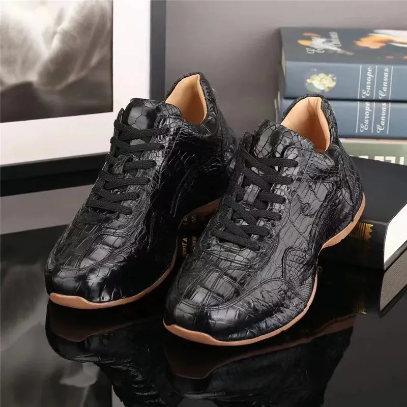 Men's Casual Genuine Crocodile Skin Lace-up Winter High Top Shoes